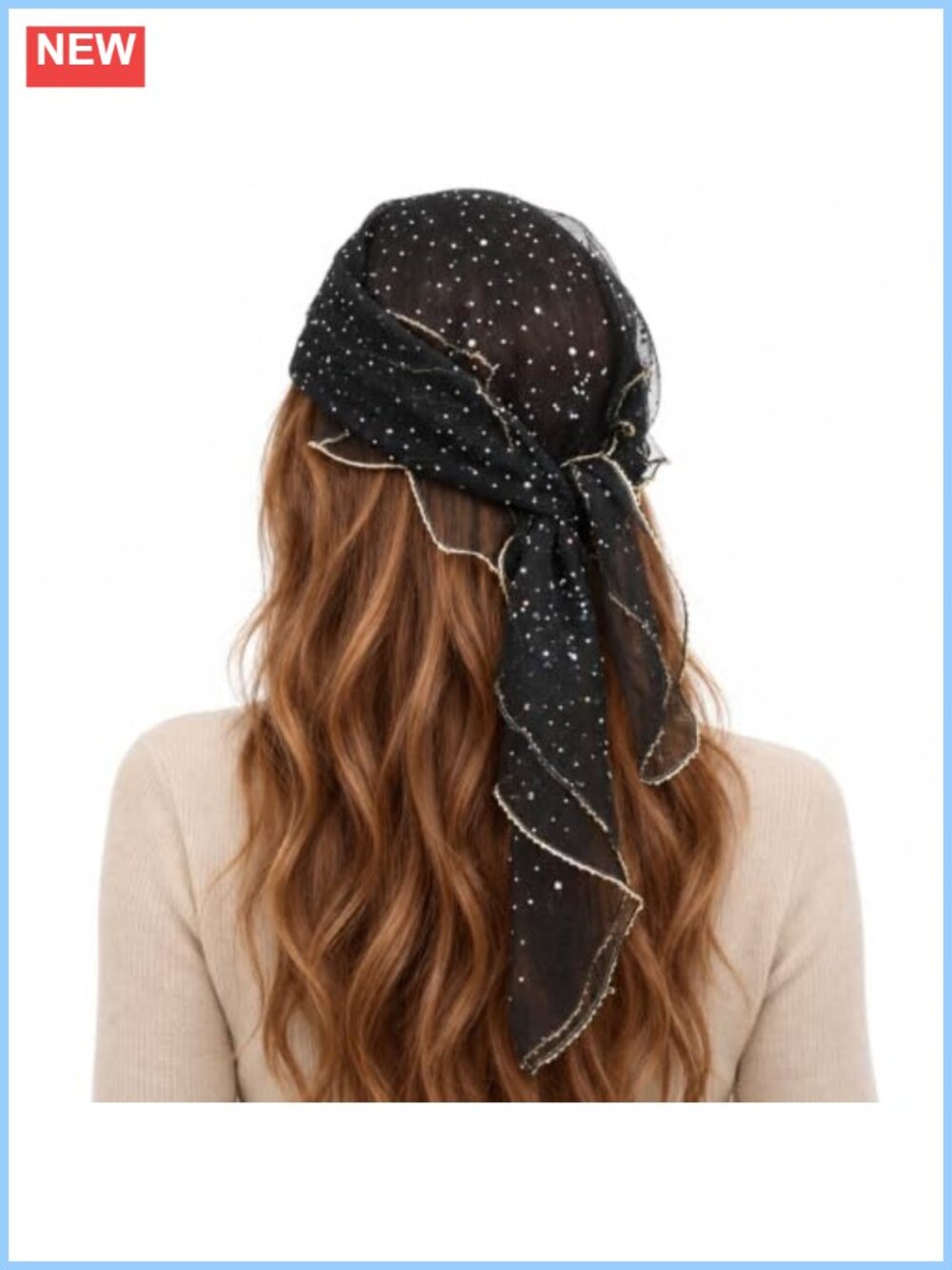 Sheer Rhinestone Head Scarf Hair Wrap Neckerchief Women Accessory